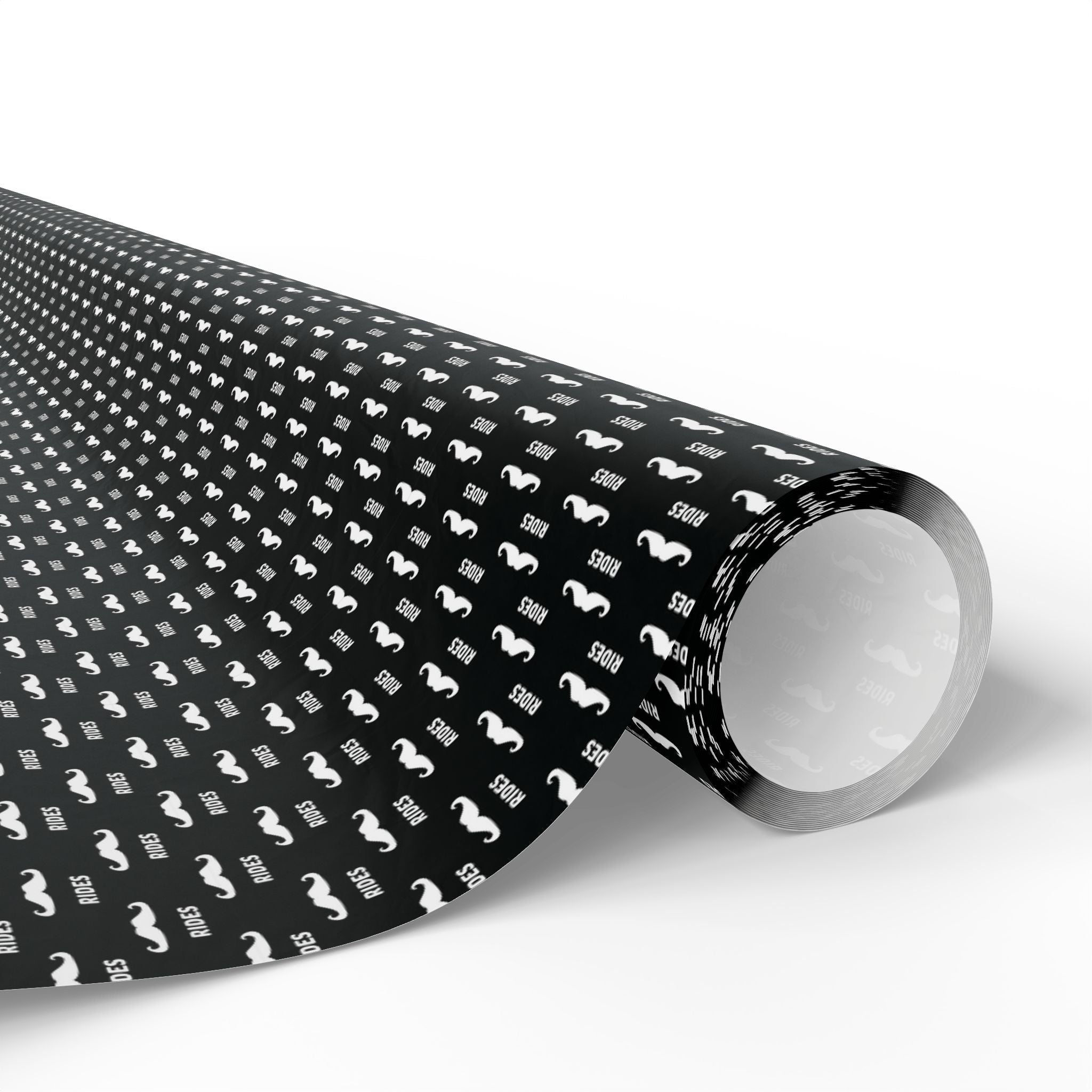 NSFW Free Mustache Rides on Black Wrapping Paper - Holiday Gift Wrapping Paper Roll