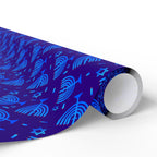 Hanukkah Blue Menorah Wrapping Paper | Holiday Gift Wrapping Paper Roll