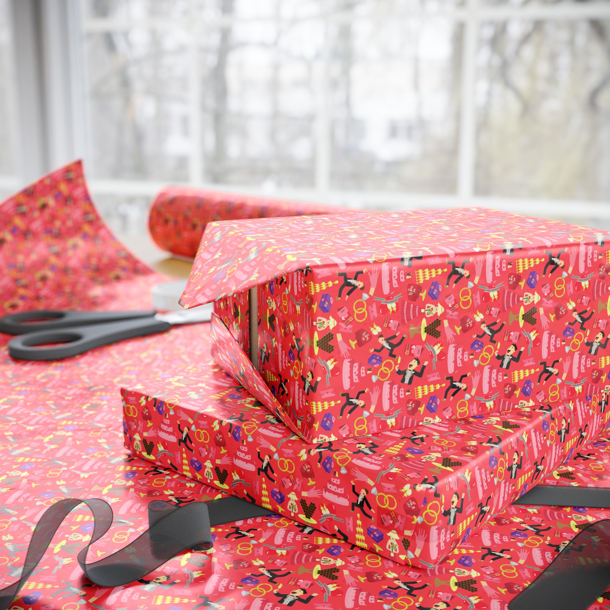 Dancing Groom Wedding Wrapping Paper Design - Holiday Gift Wrapping Paper Roll