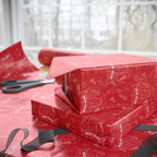 New Year's Hand Drawn Doodles on Red Wrapping Paper - Holiday Gift Wrapping Paper Roll