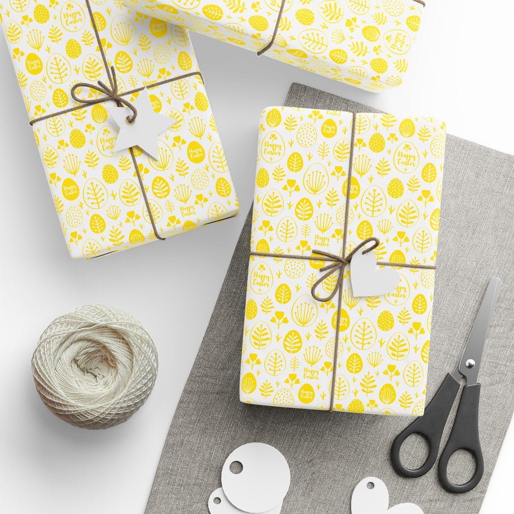 Easter Yellow Spring Leafs Wrapping Paper | Holiday Gift Wrapping Paper Roll