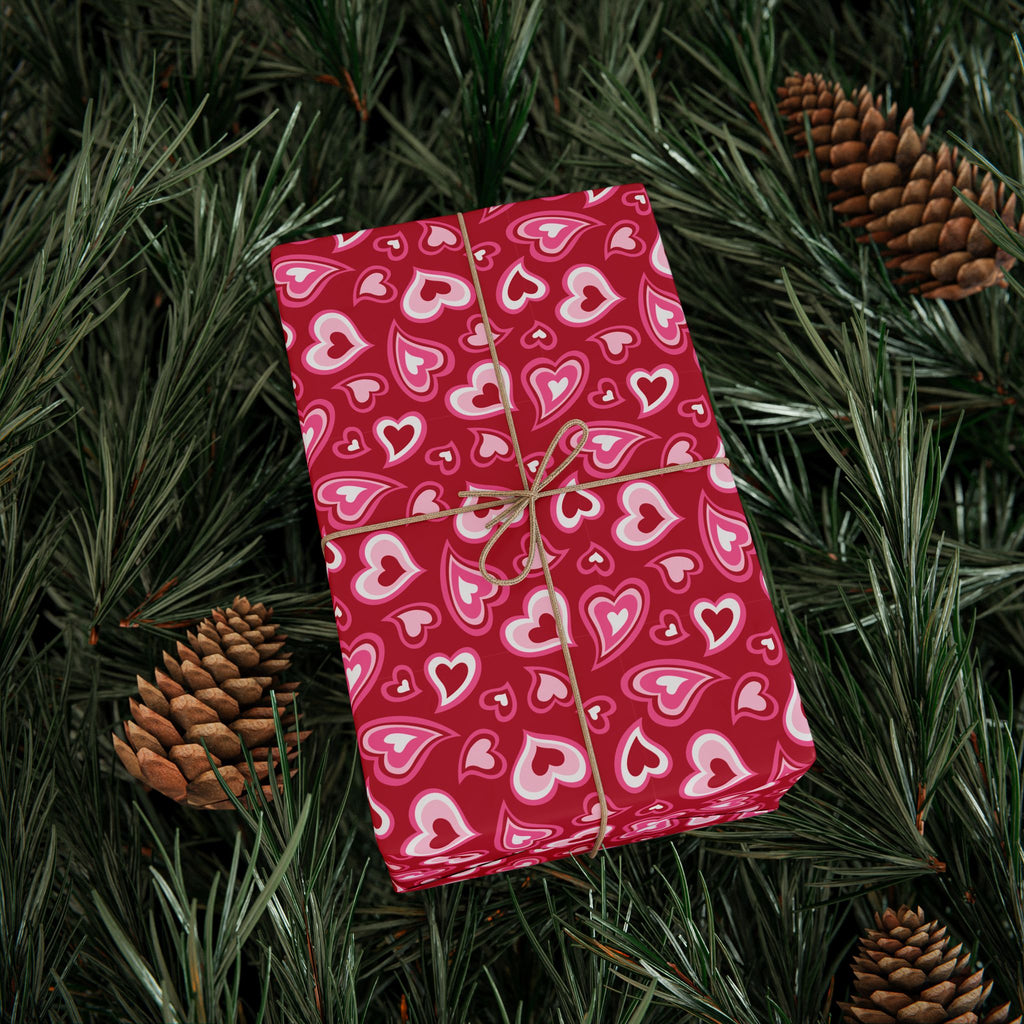Valentine’s Day Psychedlic Hearts Wrapping Paper | Holiday Gift Wrapping Paper Roll