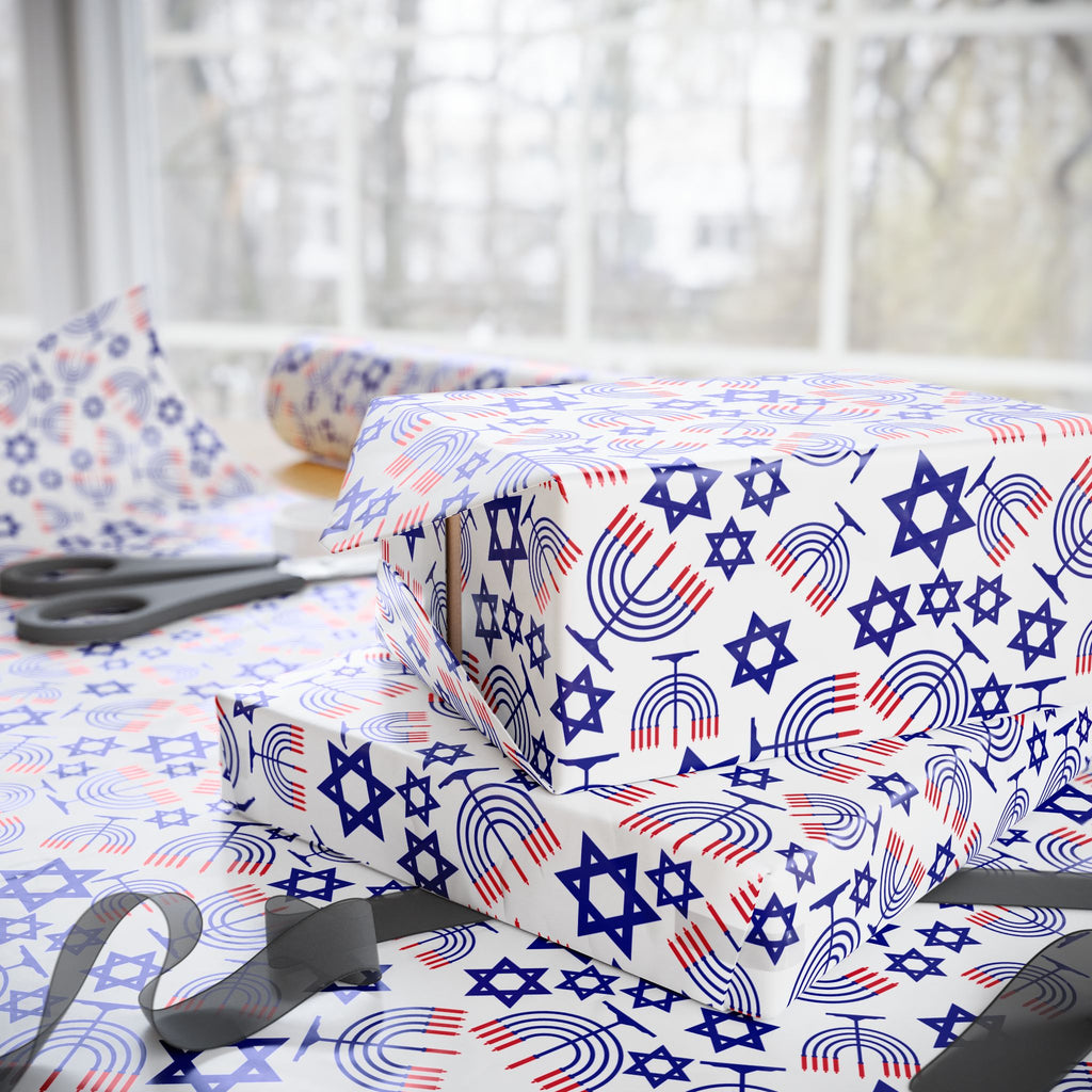 Hanukkah Red Collage Wrapping Paper | Holiday Gift Wrapping Paper Roll