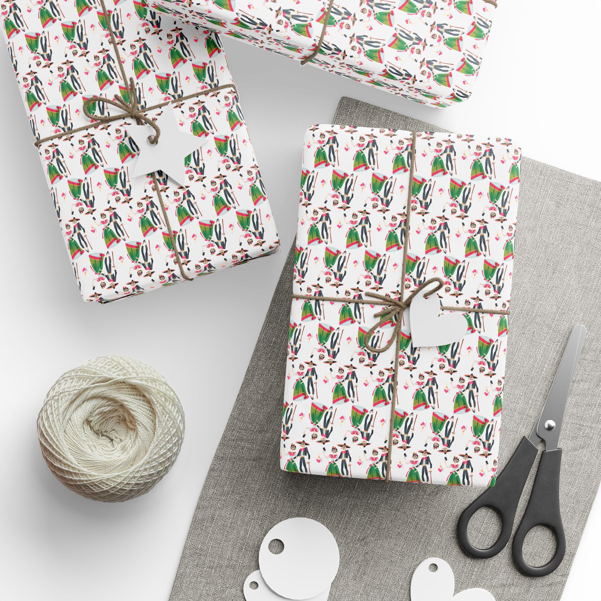Day of the Dead Skeleton Selfie Wrapping Paper | Holiday Gift Wrapping Paper Roll