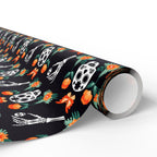 Day of the Dead Marigold Skulls Wrapping Paper | Holiday Gift Wrapping Paper Roll