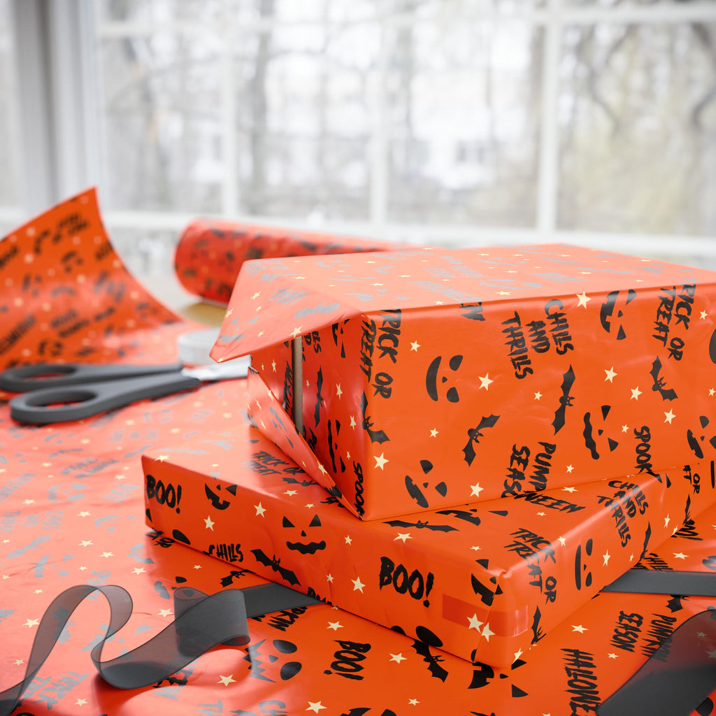 Halloween Pumpkin Season Wrapping Paper | Holiday Gift Wrapping Paper Roll