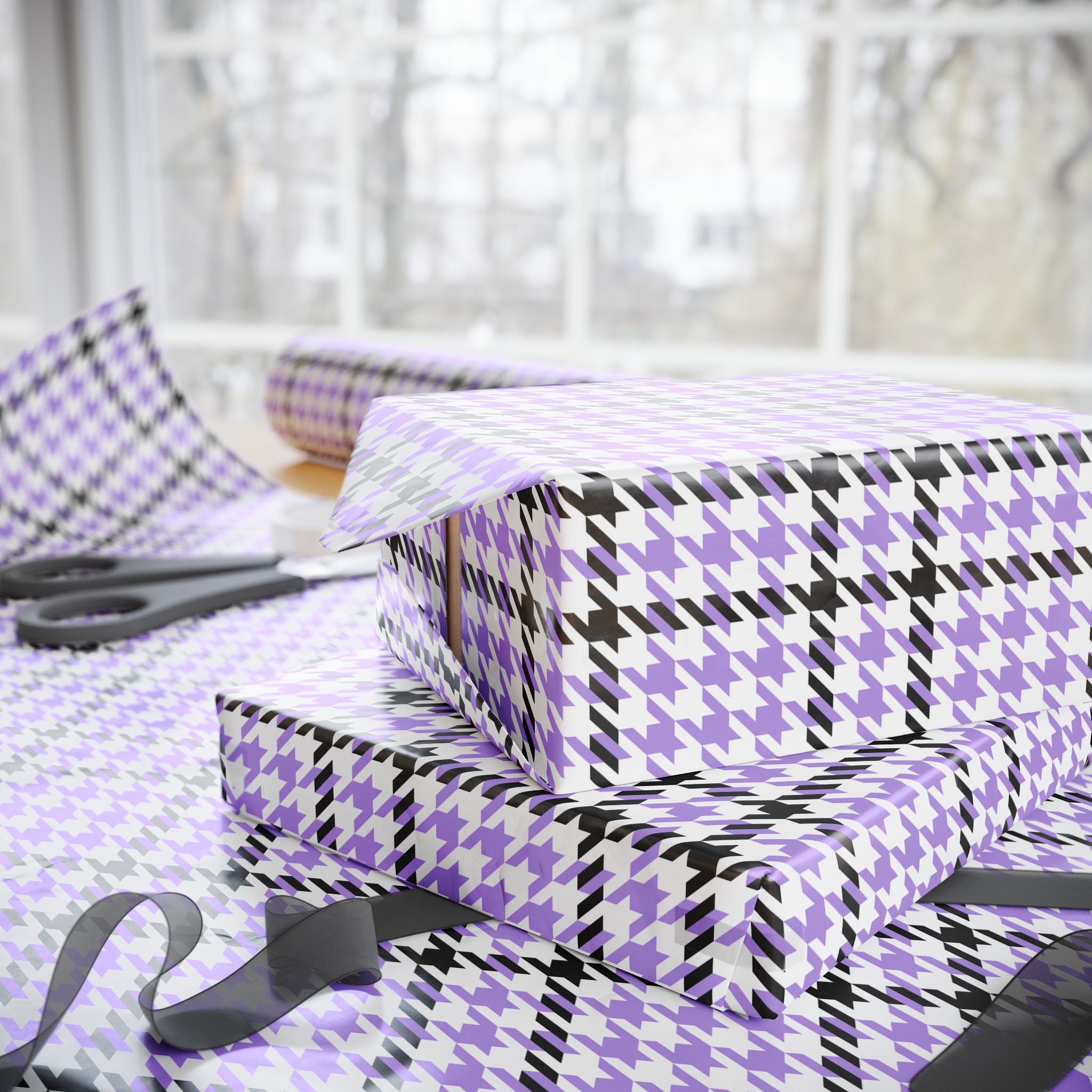 Houndstooth Wrapping Paper Design Lavender - Holiday Gift Wrapping Paper Roll
