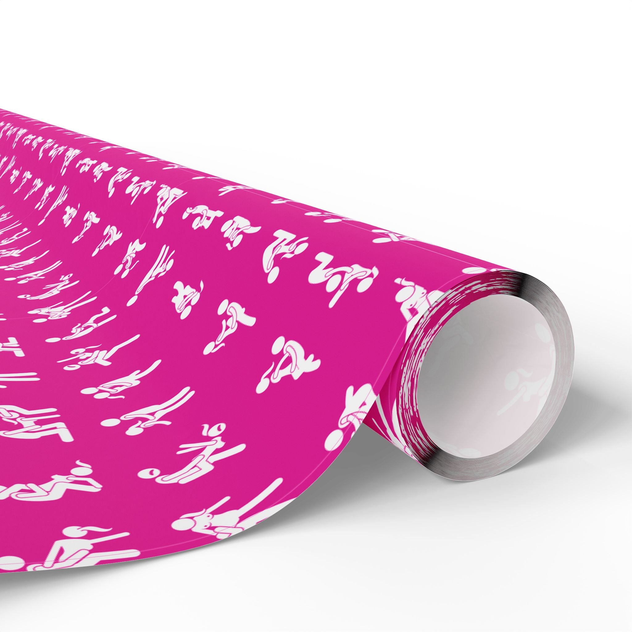 NSFW Stick Figure X Rated Fun on Hot Pink Wrapping Paper - Holiday Gift Wrapping Paper Roll