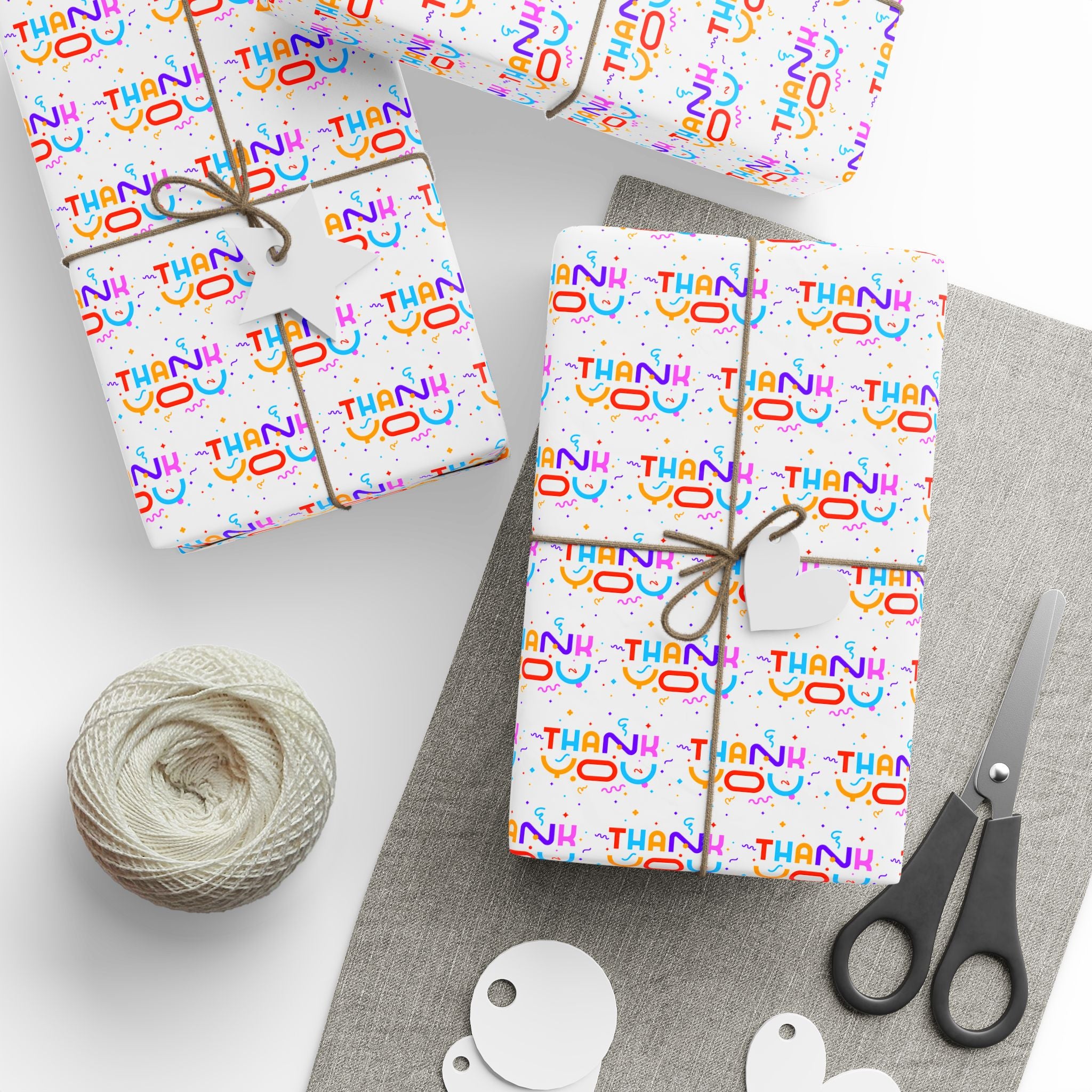 Thank You Colorful Confetti Wrapping Paper Design | Holiday Gift Wrapping Paper Roll