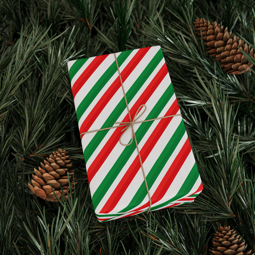 Christmas Retro Candy Cane Wrapping Paper | Holiday Gift Wrapping Paper Roll
