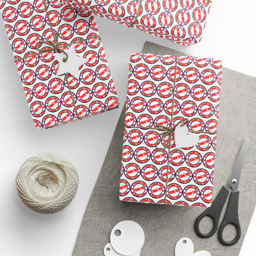 Thank You Rubber Stamp Wrapping Paper Design | Holiday Gift Wrapping Paper Roll