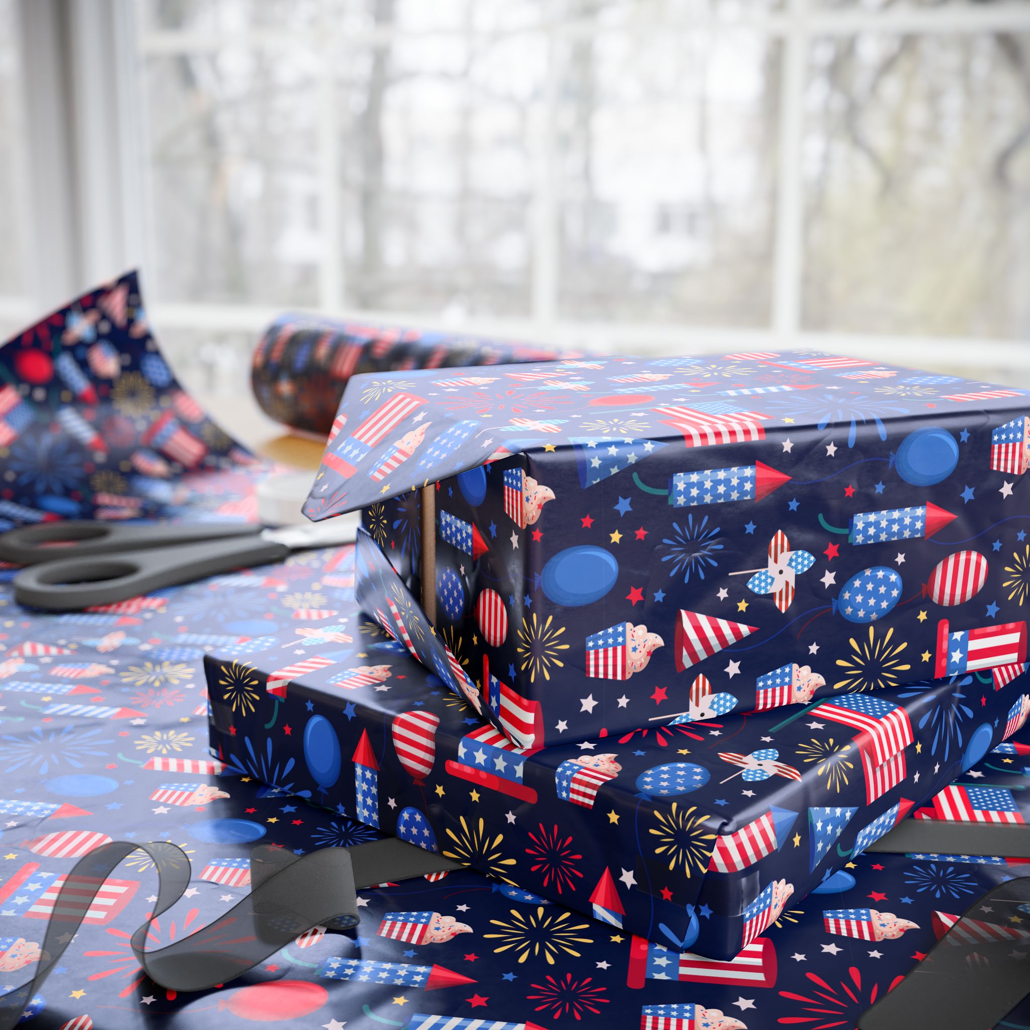 4th of July Independence Celebration Wrapping Paper | Holiday Gift Wrapping Paper Roll
