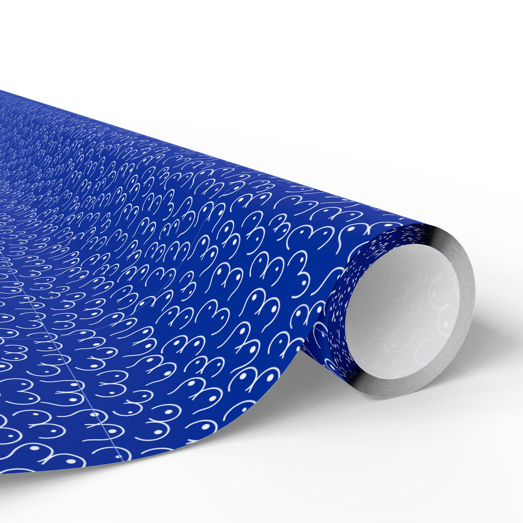 NSFW Snuggle Pups on Blue Wrapping Paper - Holiday Gift Wrapping Paper Roll