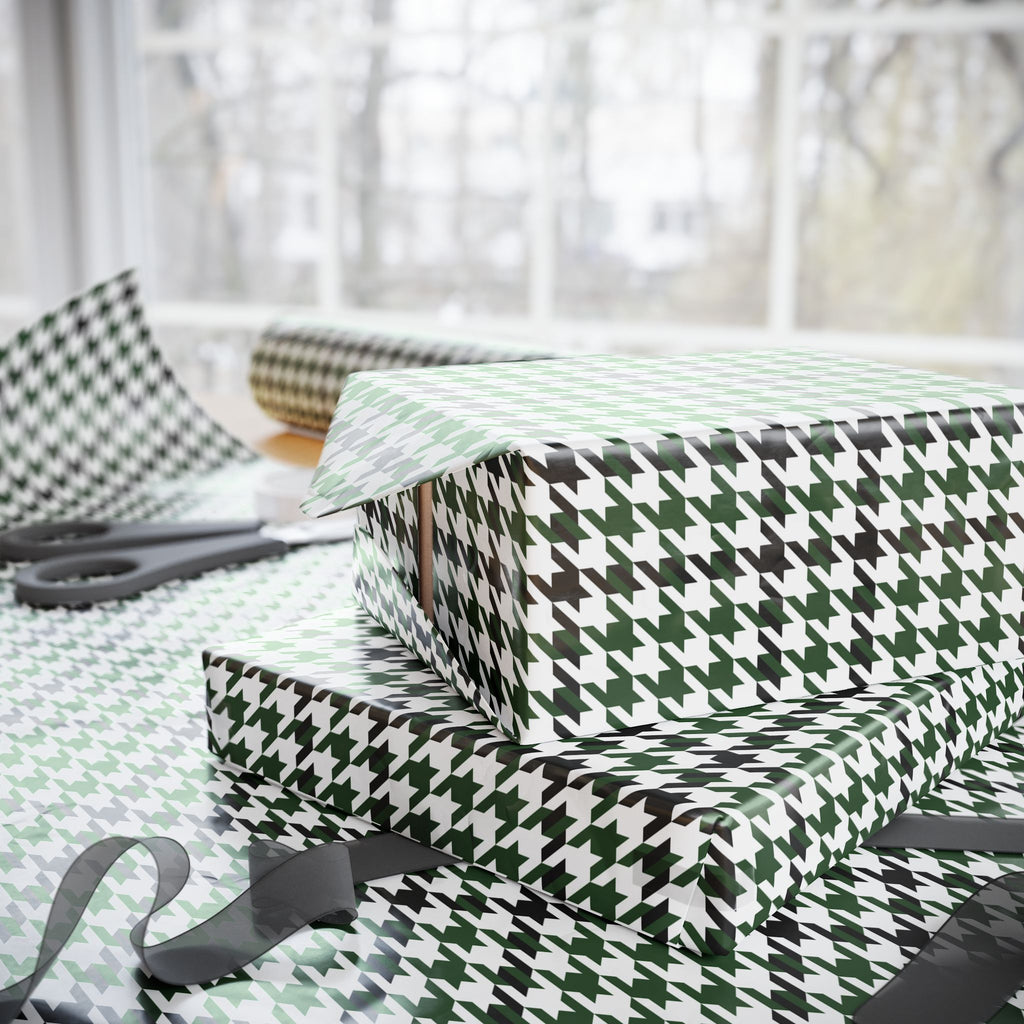 Houndstooth Wrapping Paper Design Forest 011 - Holiday Gift Wrapping Paper Roll
