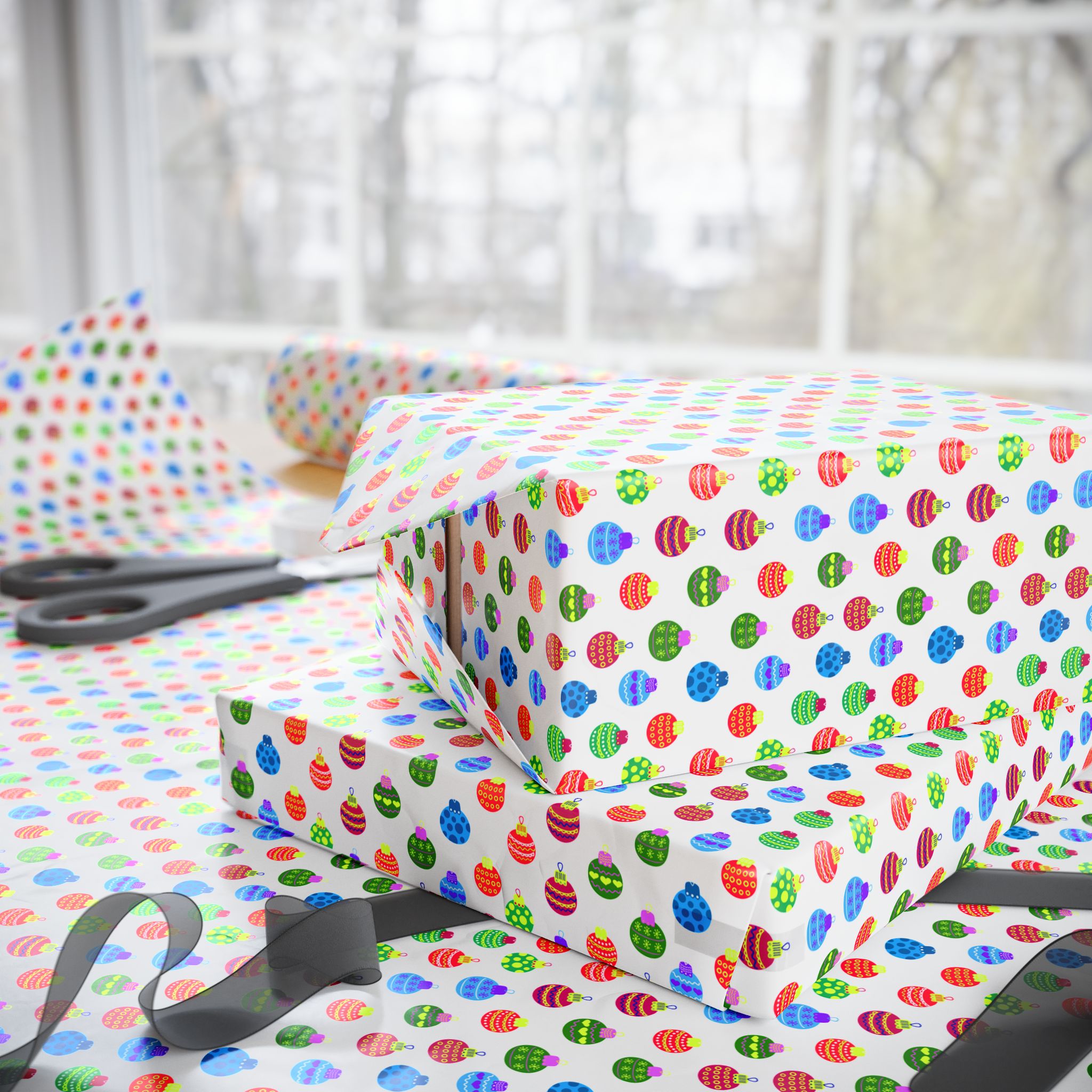 Christmas Tiny Baubles Wrapping Paper | Holiday Gift Wrapping Paper Roll