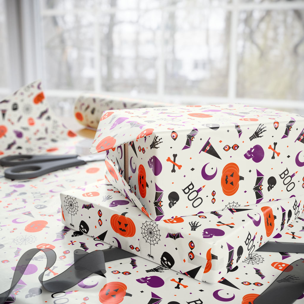 Halloween Spooky Symbols Wrapping Paper | Holiday Gift Wrapping Paper Roll