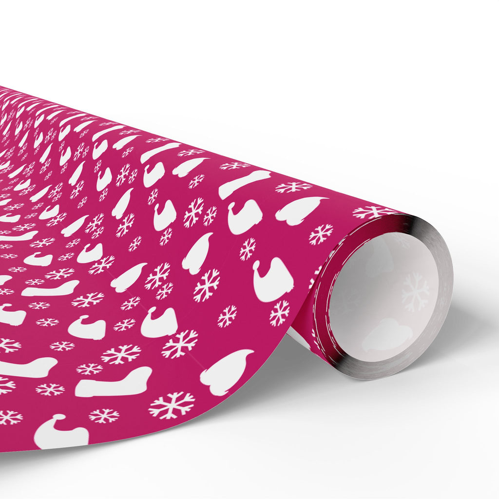 Christmas Stockings on Raspberry Wrapping Paper | Holiday Gift Wrapping Paper Roll