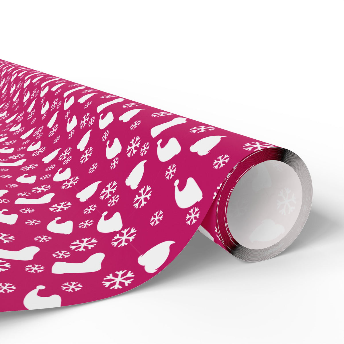 Christmas Stockings on Raspberry Wrapping Paper | Holiday Gift Wrapping Paper Roll