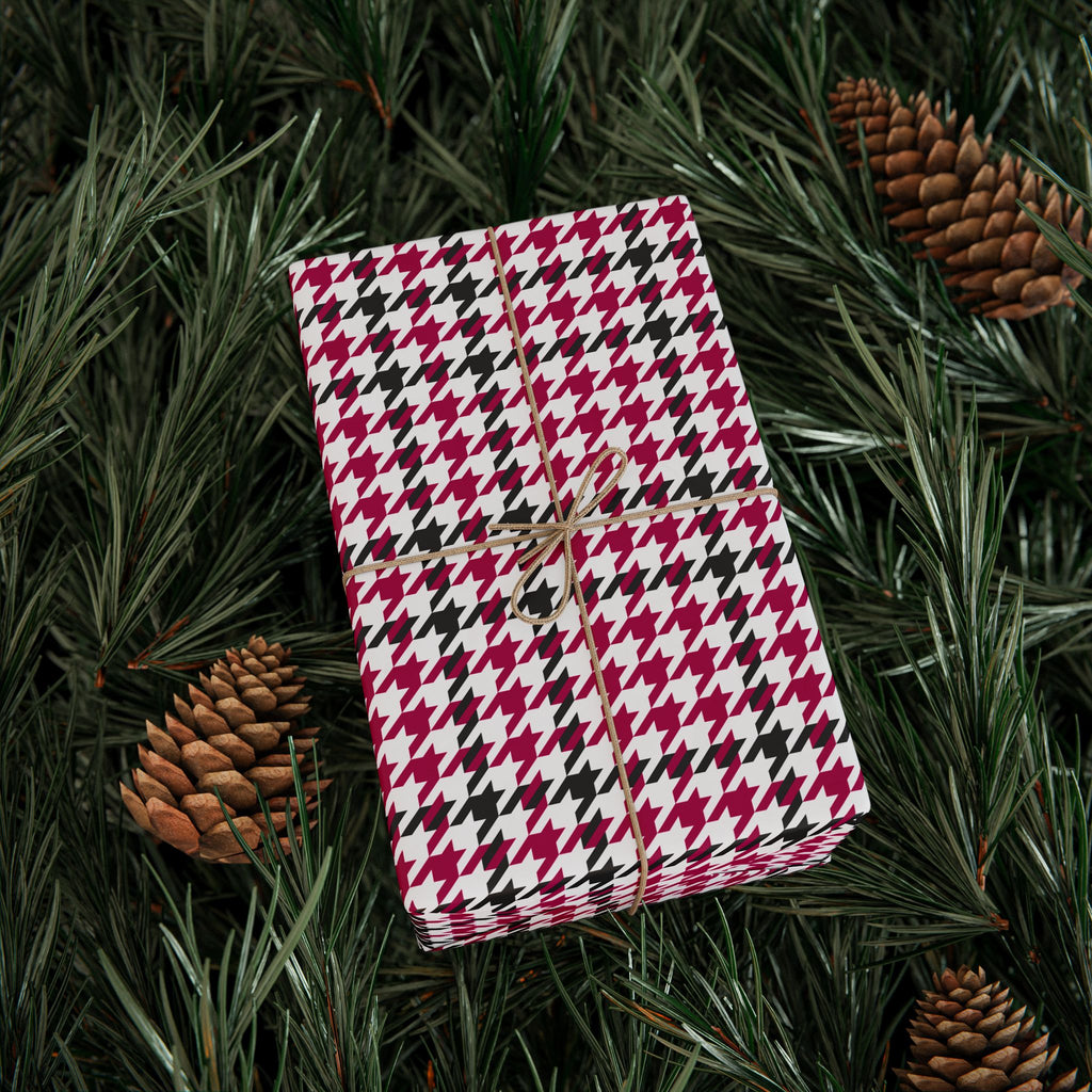Houndstooth Wrapping Paper Design Raspberry 007 - Holiday Gift Wrapping Paper Roll
