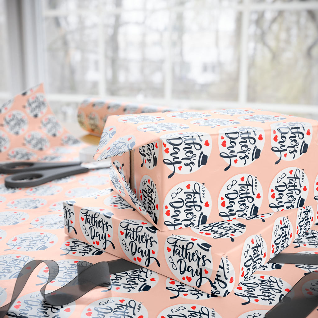 Father's Day Circle Greetings Wrapping Paper - Holiday Gift Wrapping Paper Roll