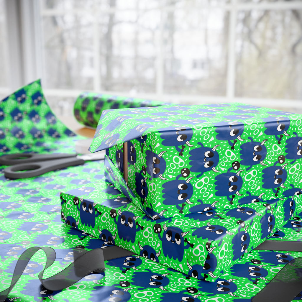 Halloween Horned Ghosts Wrapping Paper | Holiday Gift Wrapping Paper Roll