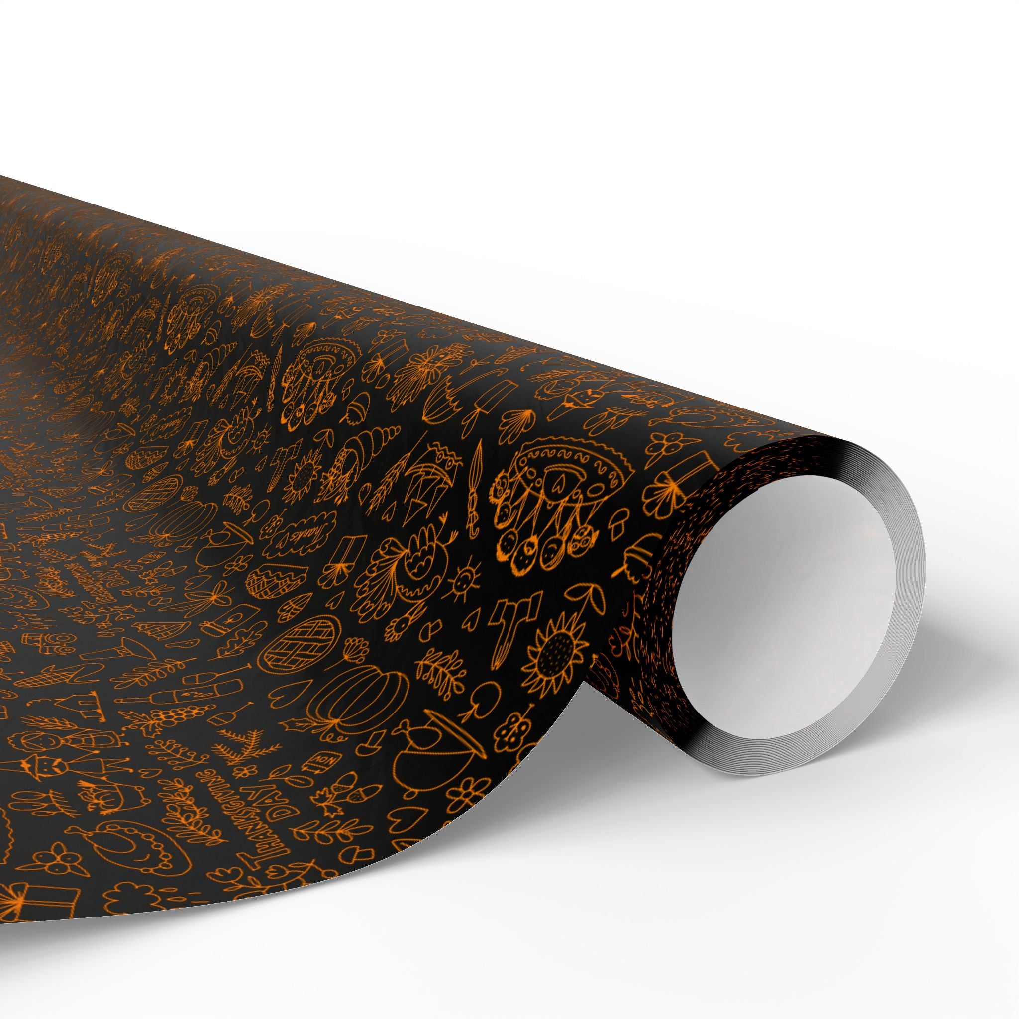 Thanksgiving Doodles Wrapping Paper | Holiday Gift Wrapping Paper Roll