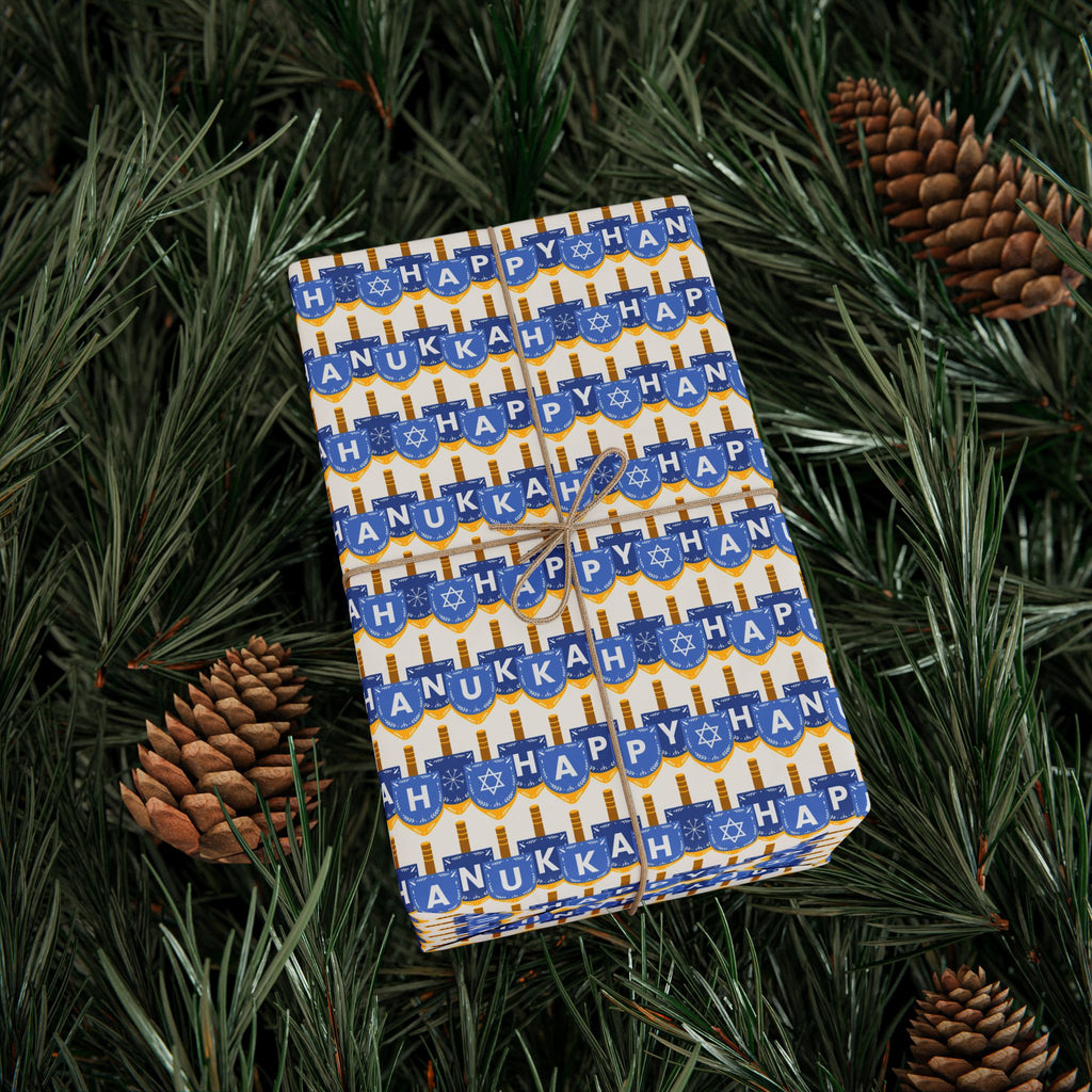 Hanukkah Celebration Banner Wrapping Paper | Holiday Gift Wrapping Paper Roll