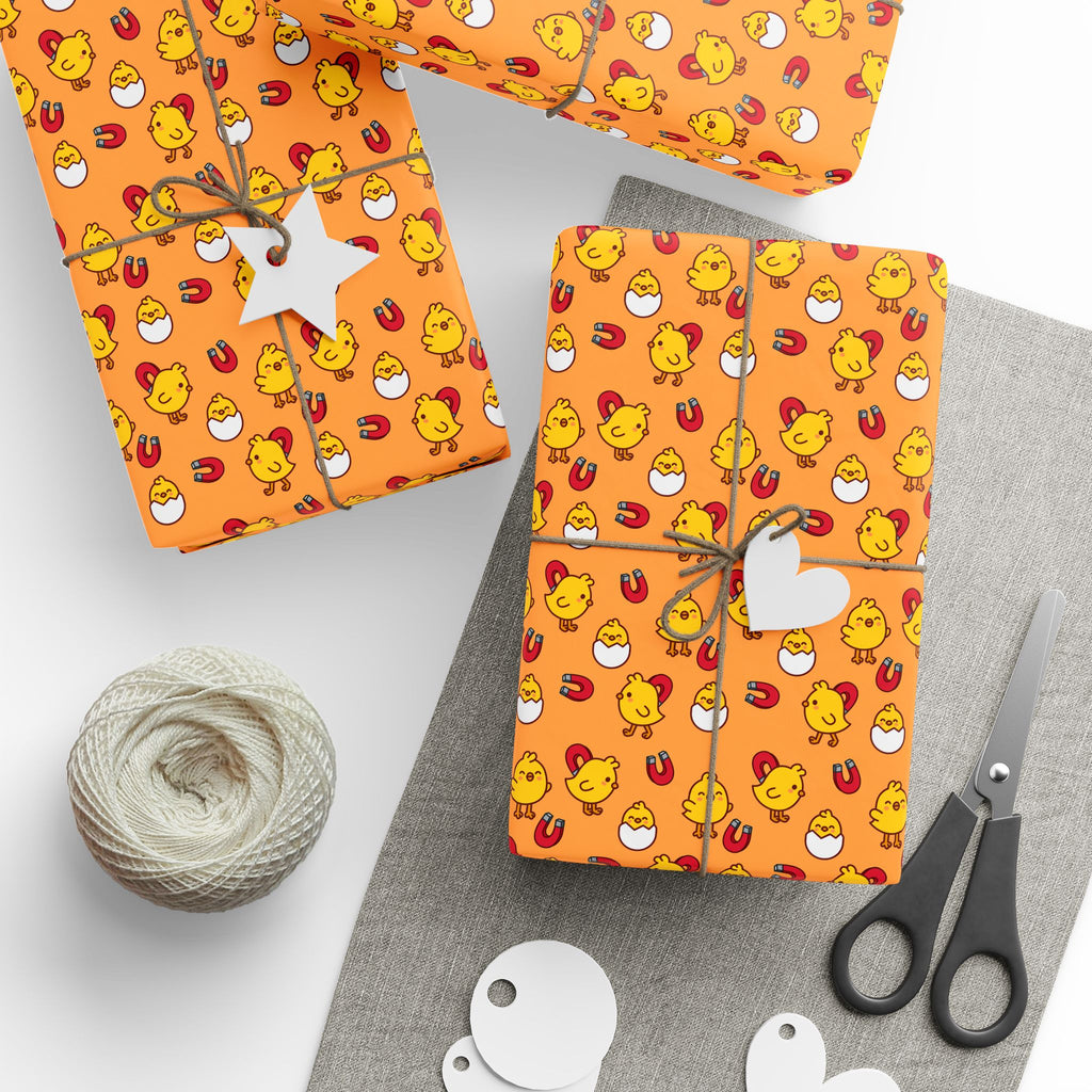 NSFW Chick Magnet on Orange Wrapping Paper - Holiday Gift Wrapping Paper Roll