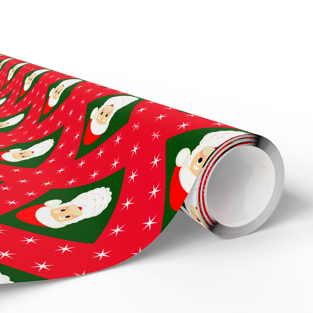 Christmas Checkerboard Santa Wrapping Paper | Holiday Gift Wrapping Paper Roll