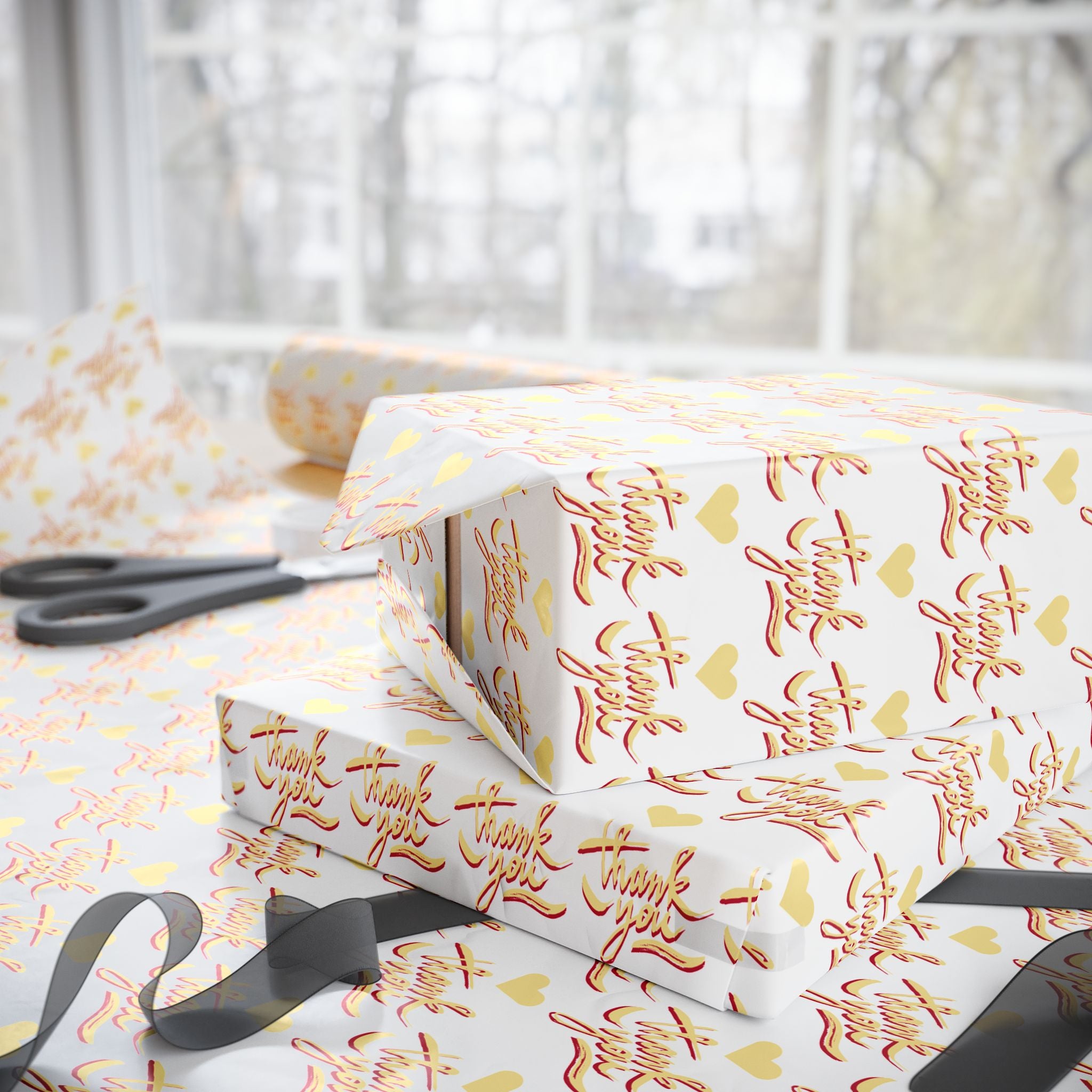 Thank You Script Notecard Wrapping Paper Design | Holiday Gift Wrapping Paper Roll