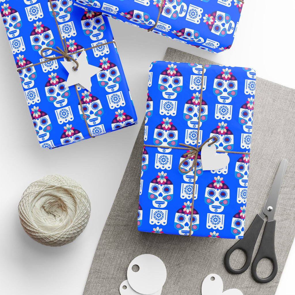 Day of the Dead Flower Head Wrapping Paper | Holiday Gift Wrapping Paper Roll