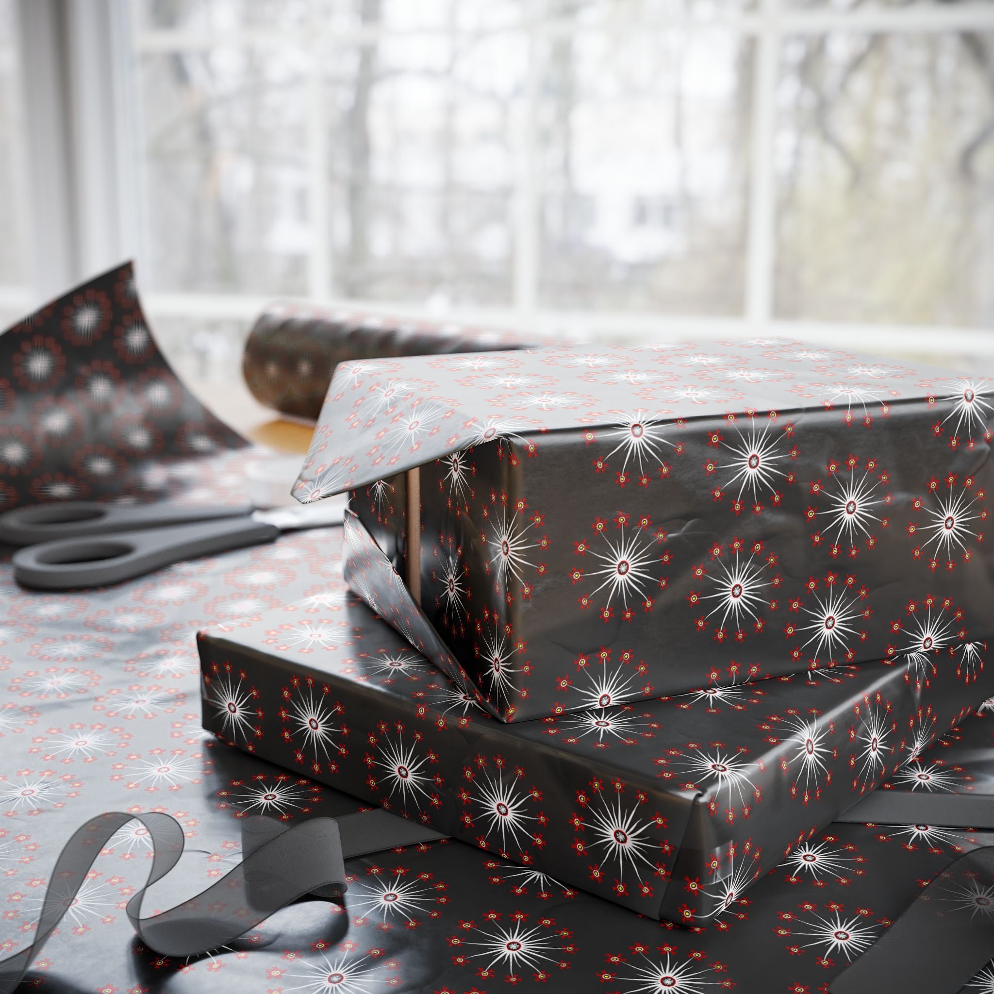 4th of July Flowering Blasts Wrapping Paper | Holiday Gift Wrapping Paper Roll