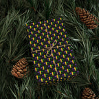 Mardis Gras Fleur De Lis on Black Wrapping Paper | Holiday Gift Wrapping Paper Roll