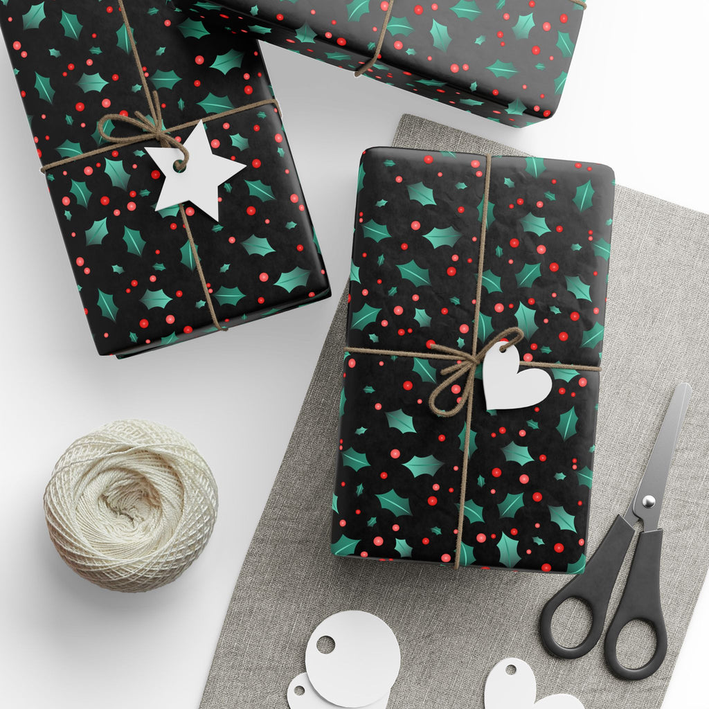 Christmas Boughs of Holly Wrapping Paper | Holiday Gift Wrapping Paper