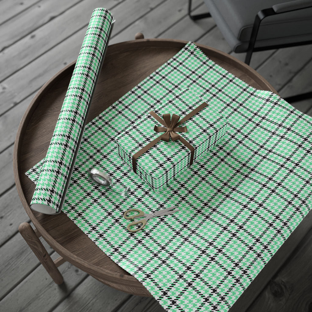 Houndstooth Wrapping Paper Design Seafoam 003 - Holiday Gift Wrapping Paper Roll