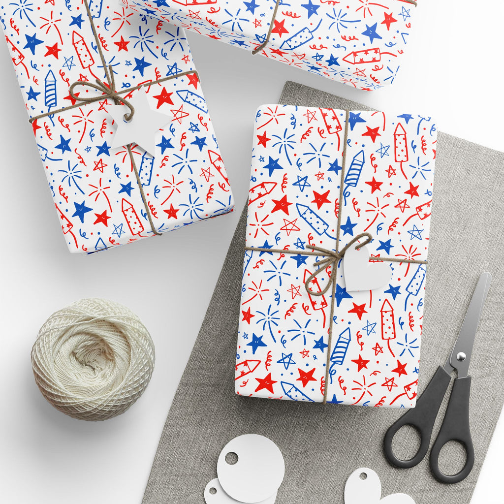 4th of July Doodles Wrapping Paper | Holiday Gift Wrapping Paper Roll