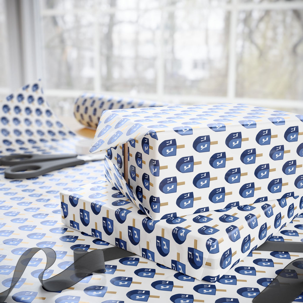 Hanukkah Vintage Dreidel Wrapping Paper | Holiday Gift Wrapping Paper Roll