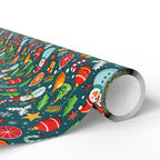 Christmas Decorated Icons Wrapping Paper | Holiday Gift Wrapping Paper Roll