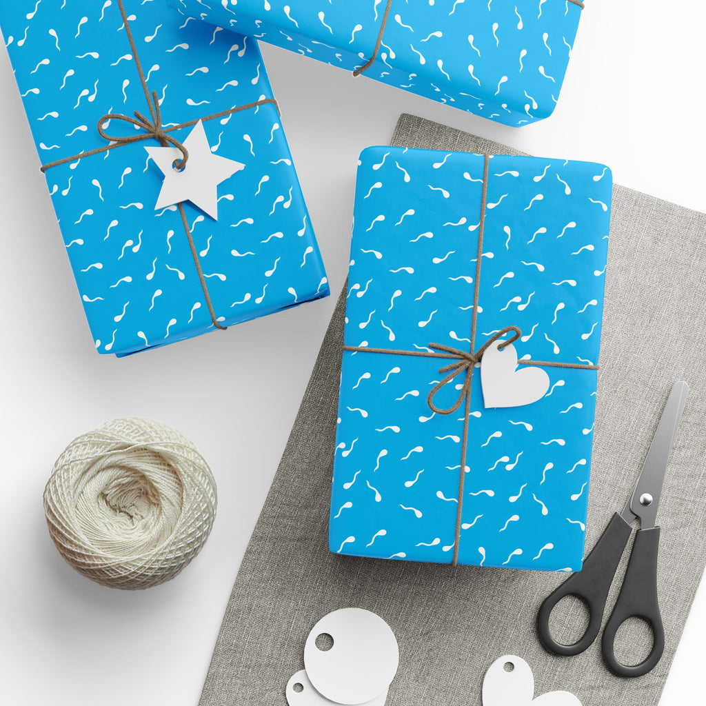 NSFW Late Night Swimmers on Sky Blue Wrapping Paper - Holiday Gift Wrapping Paper Roll