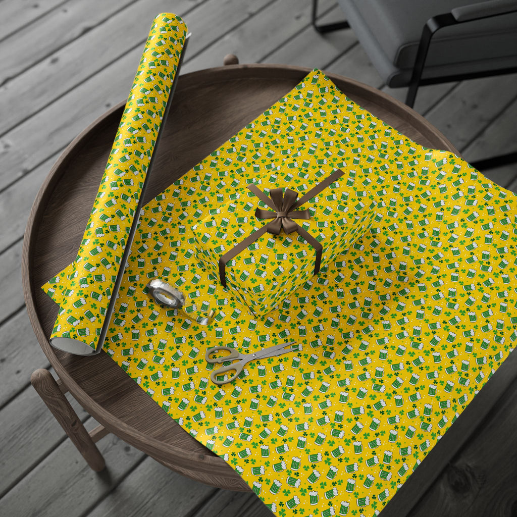 St Patrick's Day Green Beer Wrapping Paper | Holiday Gift Wrapping Paper Roll