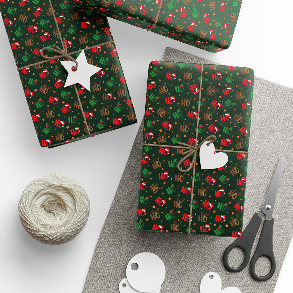 Christmas Ho Ho Ho Hats Wrapping Paper | Holiday Gift Wrapping Paper Roll
