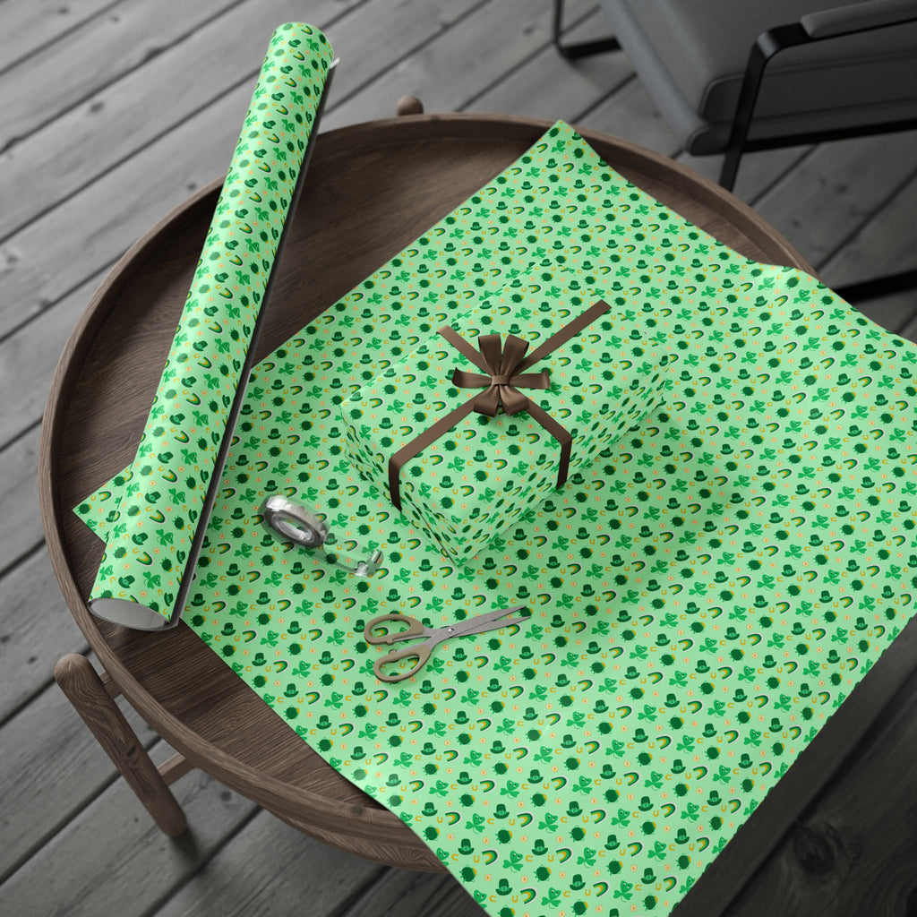 St Patrick's Day Crazy Clover Clover Wrapping Paper | Holiday Gift Wrapping Paper Roll