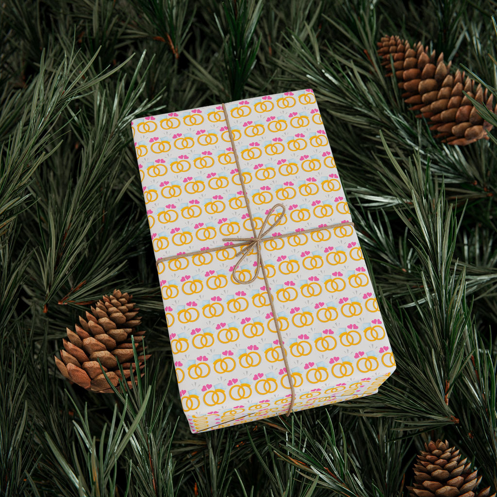 His and Her Rings Engagement Wrapping Paper Design - Holiday Gift Wrapping Paper Roll