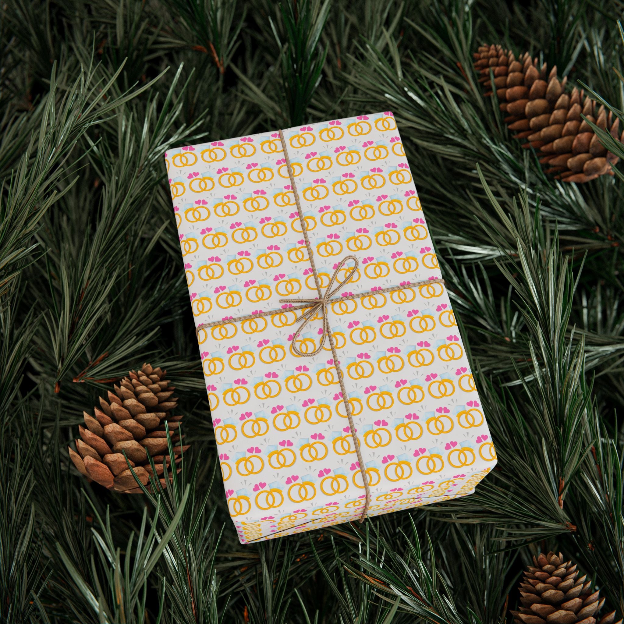 His and Her Rings Engagement Wrapping Paper Design - Holiday Gift Wrapping Paper Roll