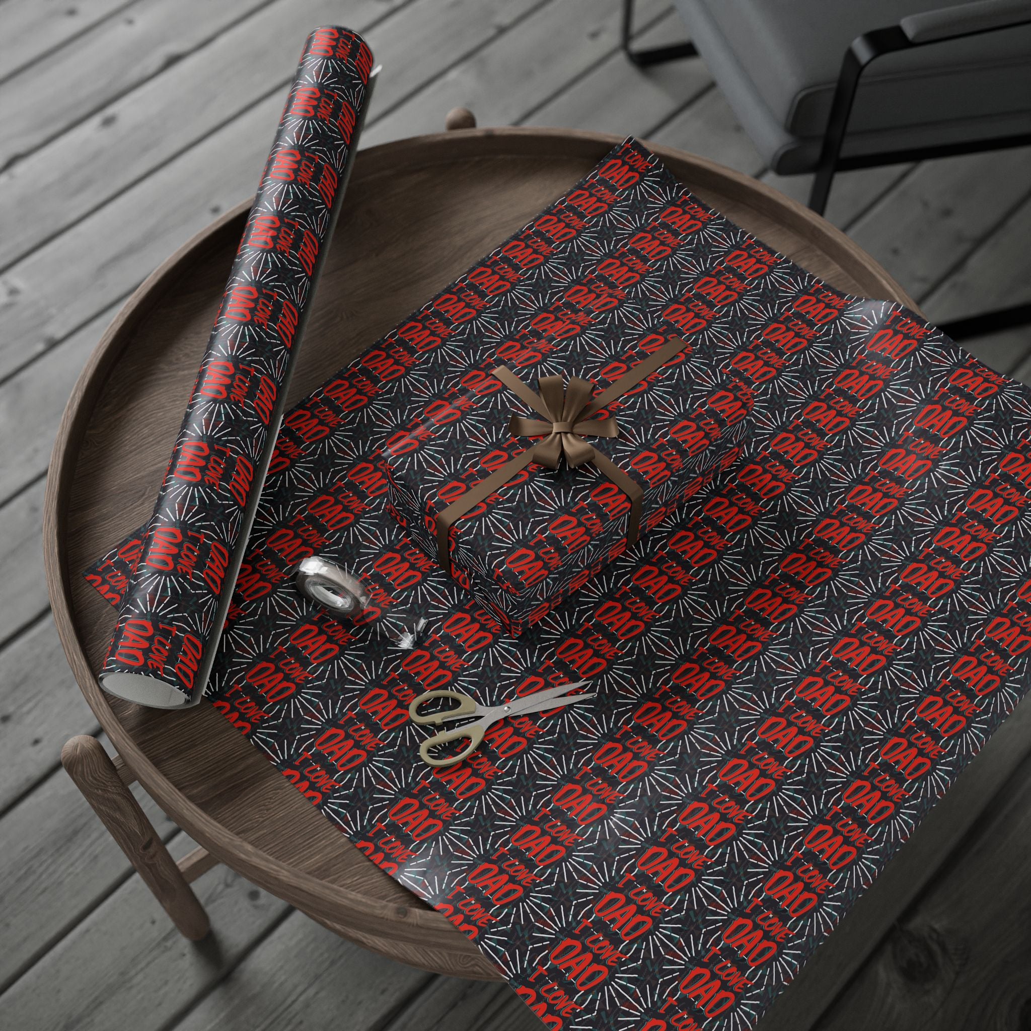 Father's Day Love Dad Starburst Wrapping Paper - Holiday Gift Wrapping Paper Roll