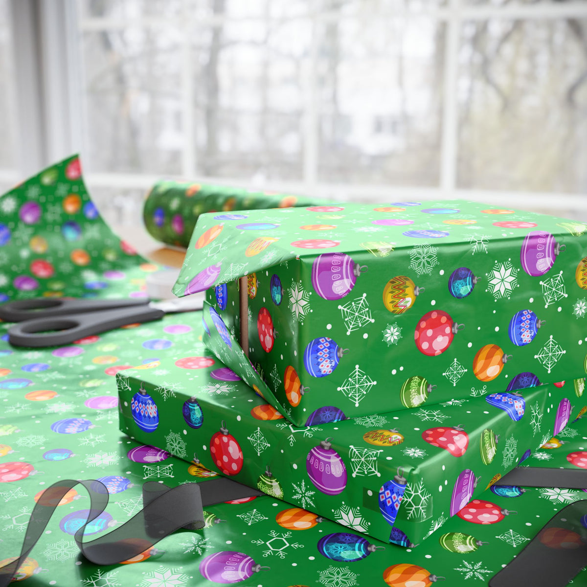 Christmas Trimming the Tree Wrapping Paper | Holiday Gift Wrapping Paper Roll