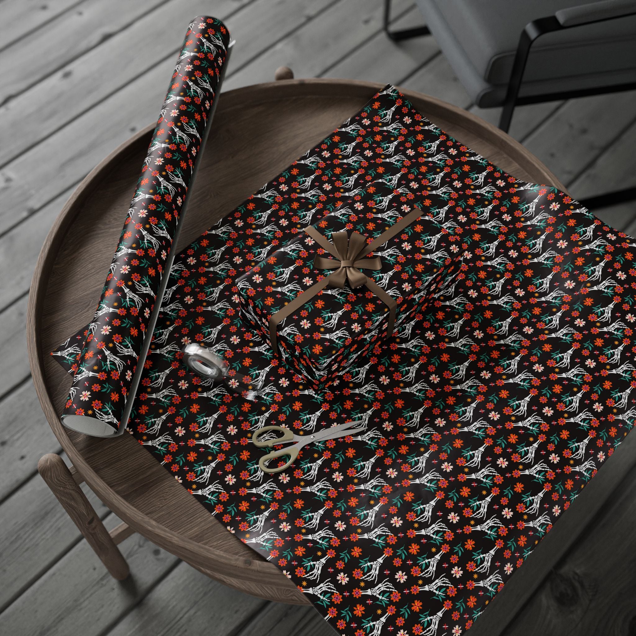 Day of the Dead Skeleton Hands Wrapping Paper | Holiday Gift Wrapping Paper Roll