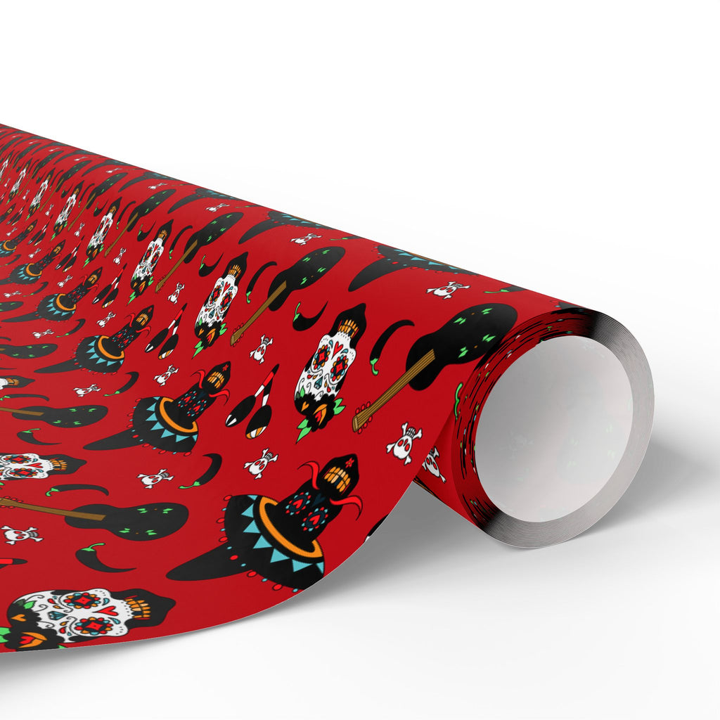 Day of the Dead Chili Pepper Skulls Wrapping Paper | Holiday Gift Wrapping Paper Roll