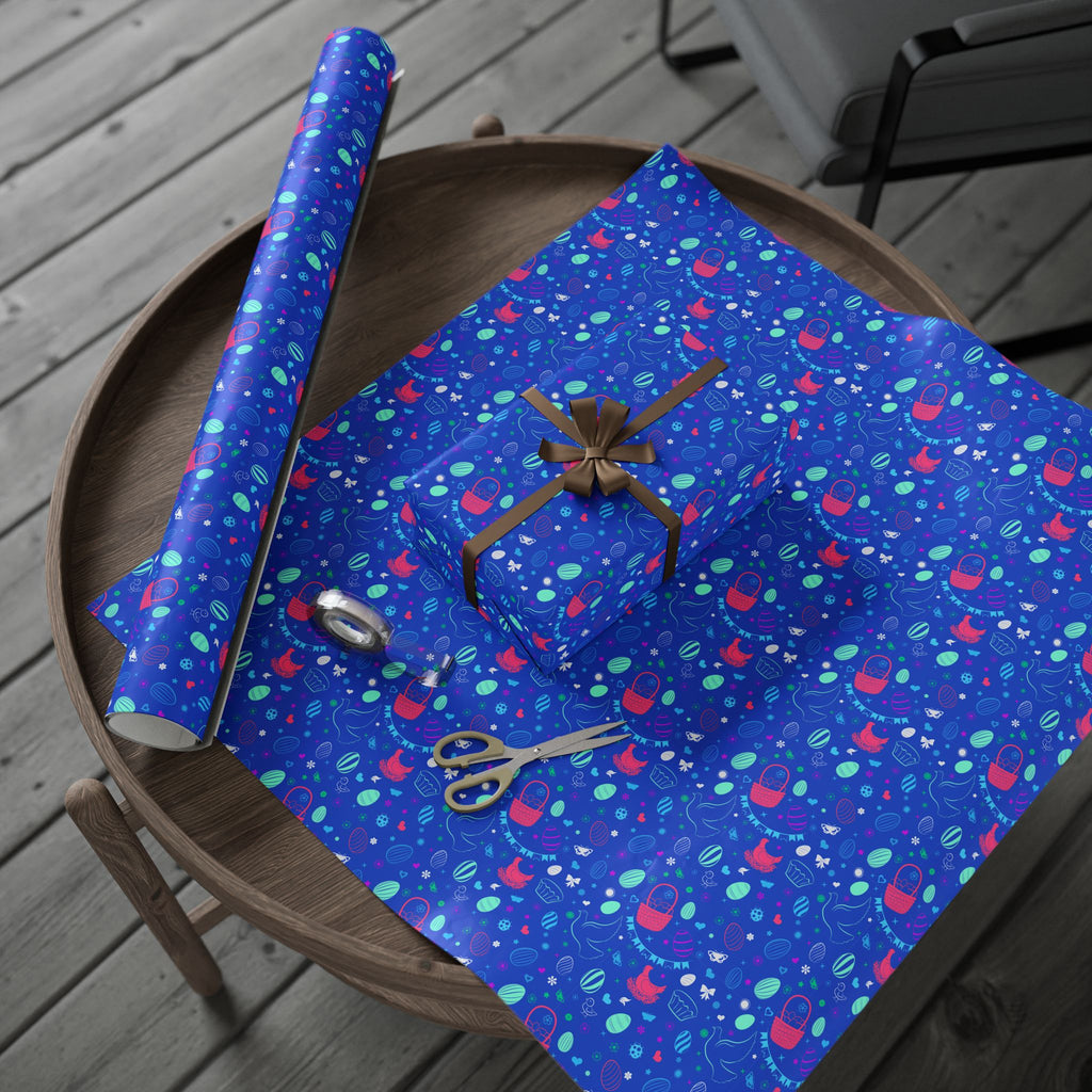 Easter Very Blue Sunday Wrapping Paper | Holiday Gift Wrapping Paper Roll