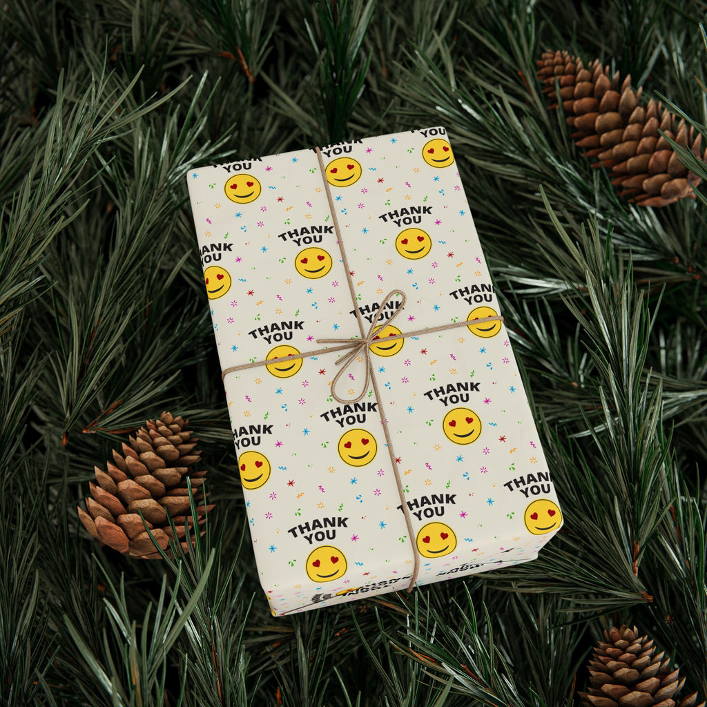 Thank You Heart Eye Emoji Wrapping Paper Design | Holiday Gift Wrapping Paper Roll
